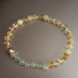 sterling silver solid 925 bead and natural stone gemstone bracelet stretch